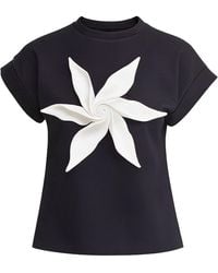 Julia Allert - Crew-Neck Jersey T-Shirt With Flower - Lyst