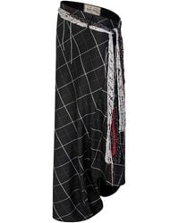 SAHAR JABERIAN - Woven Check Asymmetric Wrap Trousers - Lyst