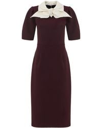 Julia Allert - Elegant Midi Dress With Contrast Bow Collar - Lyst