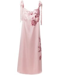 Georgette - Blush Satin Slip Midi Dress - Lyst