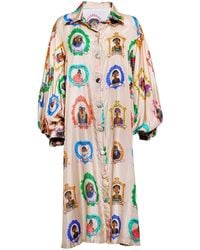 A.nty Story - Collared Balloon Sleeve Midi Dress - Lyst