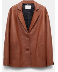 Dorothee Schumacher - Leather Blazer With Elastic Detail On The Back - Lyst