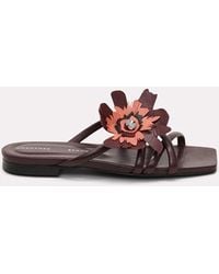 Dorothee Schumacher - Square Toe Flat Sandals With Removable Leather Flower - Lyst