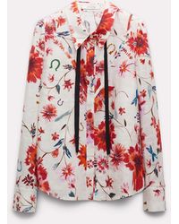 Dorothee Schumacher - Printed Linen Blouse With Tie And Western-inspired Styling - Lyst