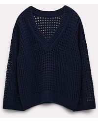Dorothee Schumacher - Open Knit V-neck Sweater In Wool-cashmere - Lyst