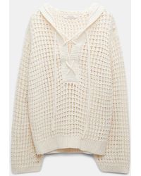 Dorothee Schumacher - Cotton Blend Textured Knit Hoodie With Laced Front - Lyst
