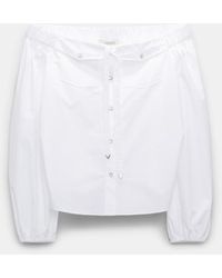 Dorothee Schumacher - Off-the-shoulder Cotton-poplin Shirt With Western-inspired Detailing - Lyst