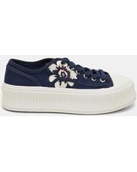 Dorothee Schumacher - Cotton Canvas Platform Sneakers With Flower Embroidery - Lyst