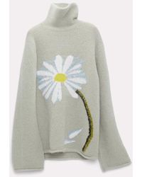 Dorothee Schumacher - Turtleneck Pullover With Intarsia Knit Flower - Lyst