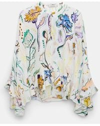 Dorothee Schumacher - Printed Silk Georgette Cape-Blouse - Lyst