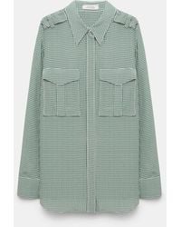 Dorothee Schumacher - Gingham Print Silk-Viscose Blouse With Epaulettes - Lyst