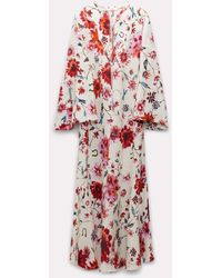 Dorothee Schumacher - Printed Linen Midi-dress With Western-inspired Front Plastron - Lyst