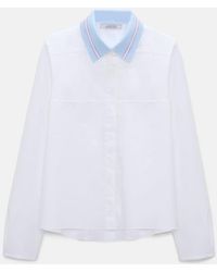 Dorothee Schumacher - Bluse mit abnehmbarem, gestreiftem Polokragen aus Baumwoll-Popeline - Lyst