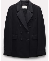 Dorothee Schumacher - Double-breasted Blazer In Punto Milano With Satin Detailing - Lyst