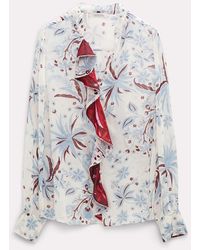 Dorothee Schumacher - Printed Viscose Patch Blouse With Flounces - Lyst