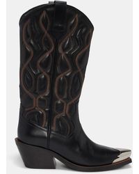 Dorothee Schumacher - Calfskin Cowboy Boots With Western Toe Cap - Lyst
