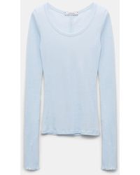 Dorothee Schumacher - Ribbed Cotton Long Sleeve Top With A Deep Scoop Neckline - Lyst