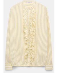Dorothee Schumacher - Striped Silk-Viscose Blouson-Style Blouse With Ruffles - Lyst