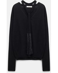 Dorothee Schumacher - V-neck Pullover With Fringed Tie - Lyst