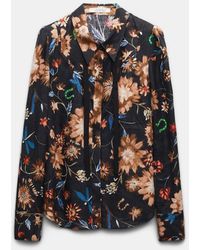 Dorothee Schumacher - Printed Linen Blouse With Tie And Western-inspired Styling - Lyst