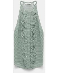 Dorothee Schumacher - Gingham Print Silk-Viscose Tank Top With Ruffle Trim - Lyst