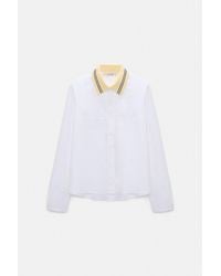 Dorothee Schumacher - Bluse mit abnehmbarem, gestreiftem Polokragen aus Baumwoll-Popeline - Lyst