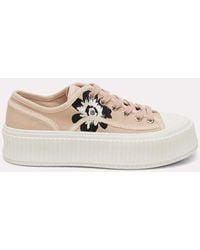 Dorothee Schumacher - Cotton Canvas Platform Sneakers With Flower Embroidery - Lyst