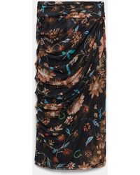 Dorothee Schumacher - Draped Mesh Jersey Midi Skirt With Allover Lucky Floral Print - Lyst