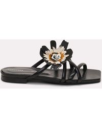 Dorothee Schumacher - Square Toe Flat Sandals With Removable Leather Flower - Lyst