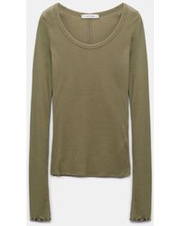 Dorothee Schumacher - Ribbed Cotton Long Sleeve Top With A Deep Scoop Neckline - Lyst