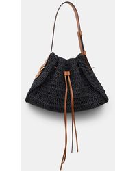 Dorothee Schumacher - Petite Woven Raffia Drawstring Satchel With Leather Detailing - Lyst