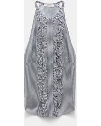 Dorothee Schumacher - Gingham Print Silk-Viscose Tank Top With Ruffle Trim - Lyst