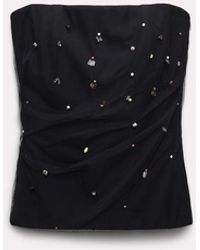 Dorothee Schumacher - Strapless Top In Punto Milano With Embellished Tulle Overlay - Lyst