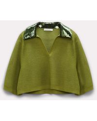 Dorothee Schumacher - Pointelle Knit Top With Sequin Collar - Lyst