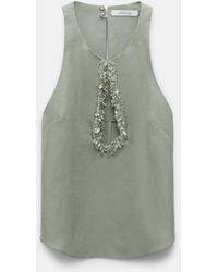 Dorothee Schumacher - Linen Blend Shell With Embroidered Cutout - Lyst