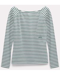 Dorothee Schumacher - Embroidered Striped Top With A Bateau Neckline - Lyst