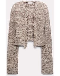 Dorothee Schumacher - Metallic Cotton-mix Cropped Cardigan With Fringe - Lyst
