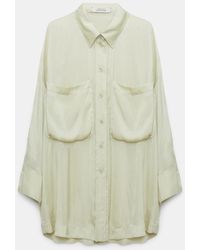 Dorothee Schumacher - Oversized Shirt In Crinkle Satin With Patch Pockets - Lyst