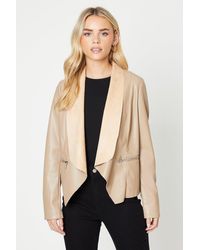 Dorothy Perkins - Petite Faux Leather Waterfall Jacket - Lyst