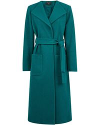 Dorothy Perkins Teal Collarless Wrap Coat - Green