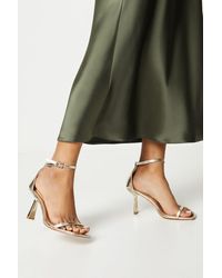 Dorothy Perkins - Shantal Metallic Square Toe Barely-there Strappy High Heeled Sandals - Lyst