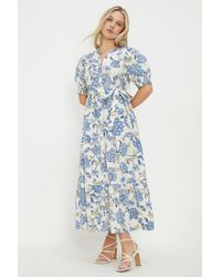 Dorothy Perkins - Petite Ivory Poplin Floral Print Shirt Dress - Lyst