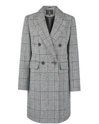 Dorothy Perkins Grey Check Double Breasted Wool Look Coat, Grey - Gray