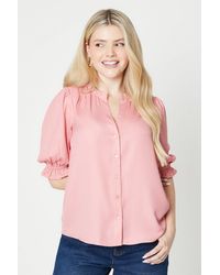 Dorothy Perkins - Button Front Half Sleeve Overhead Blouse - Lyst