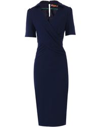 Dorothy Perkins Jolie Moi Navy Collar Pencil Dress - Blue