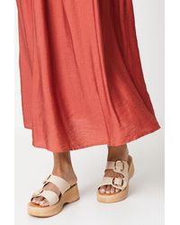 Dorothy Perkins - Good For The Sole: Annabelle Double Buckle Wood Effect Wedge Sandals - Lyst