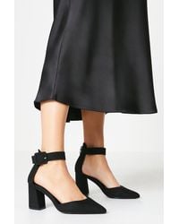 Dorothy Perkins - Wide Fit Echo Buckle Detail Ankle Strap Pointed Court Shoes - Lyst