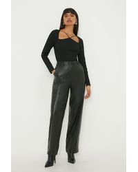 Dorothy Perkins - Faux Leather Straight Leg Trouser - Lyst