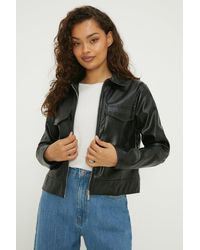 Dorothy Perkins - Petite Faux Leather Boxy Jacket - Lyst