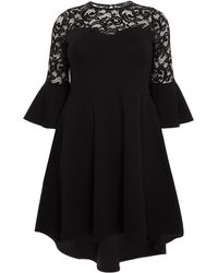 quiz black dip hem dress